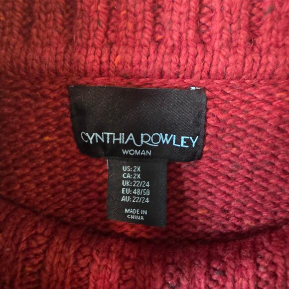 Cynthia Rowley Womens Cowl Neck Wool Blend Sweater Plus Size 2X Red Winter - Picture 3 of 4